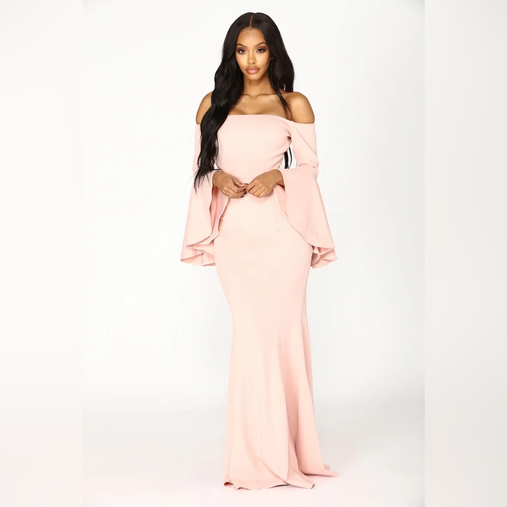 Fashion Nova Fascination Off Shoulder Dress - Blush, Size L, NWT